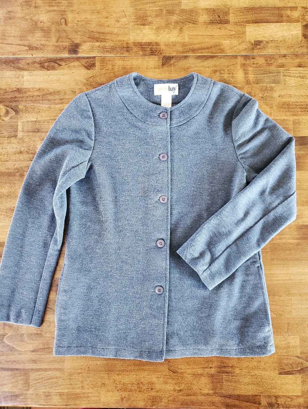 Eccobay Vintage Gray Button Front Knit Jacket Size 10